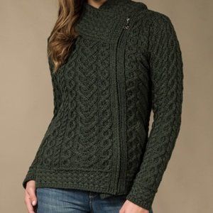ARAN CABLE KNIT HOODIE WITH CELTIC SIDE ZIP